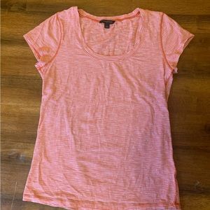 Banana Republic Top Large Orange White stripe summer T-shirt Short Sleeve Summer